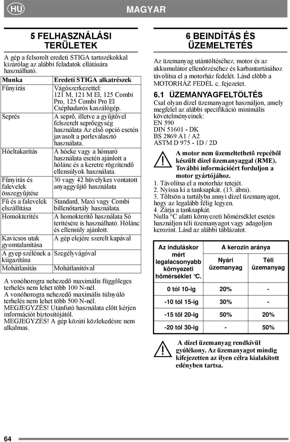 Seprés A seprő, illetve a gyűjtővel felszerelt seprőegység használata Az első opció esetén javasolt a porleválasztó használata.