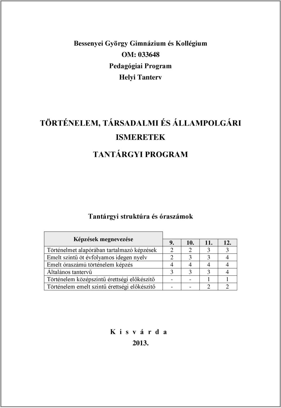 TÖRTÉNELEM, TÁRSADALMI ÉS ÁLLAMPOLGÁRI ISMERETEK TANTÁRGYI PROGRAM - PDF  Free Download