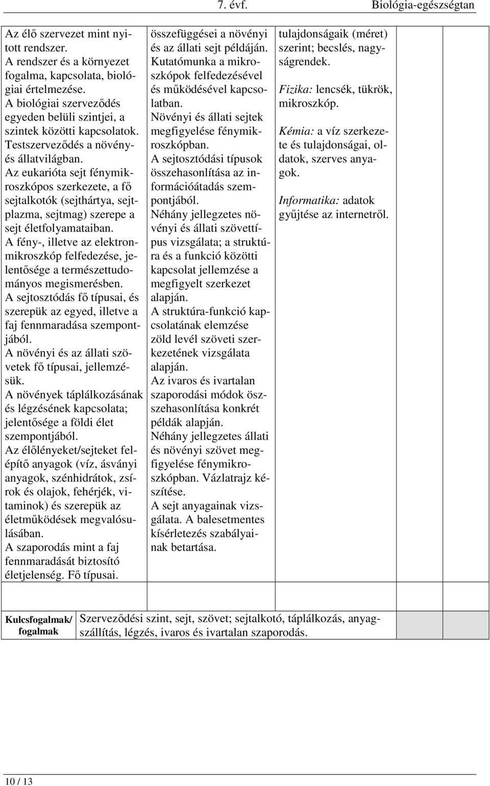 A fény-, illetve az elektronmikroszkóp felfedezése, jelentősége a természettudományos megismerésben. A sejtosztódás fő típusai, és szerepük az egyed, illetve a faj fennmaradása szempontjából.