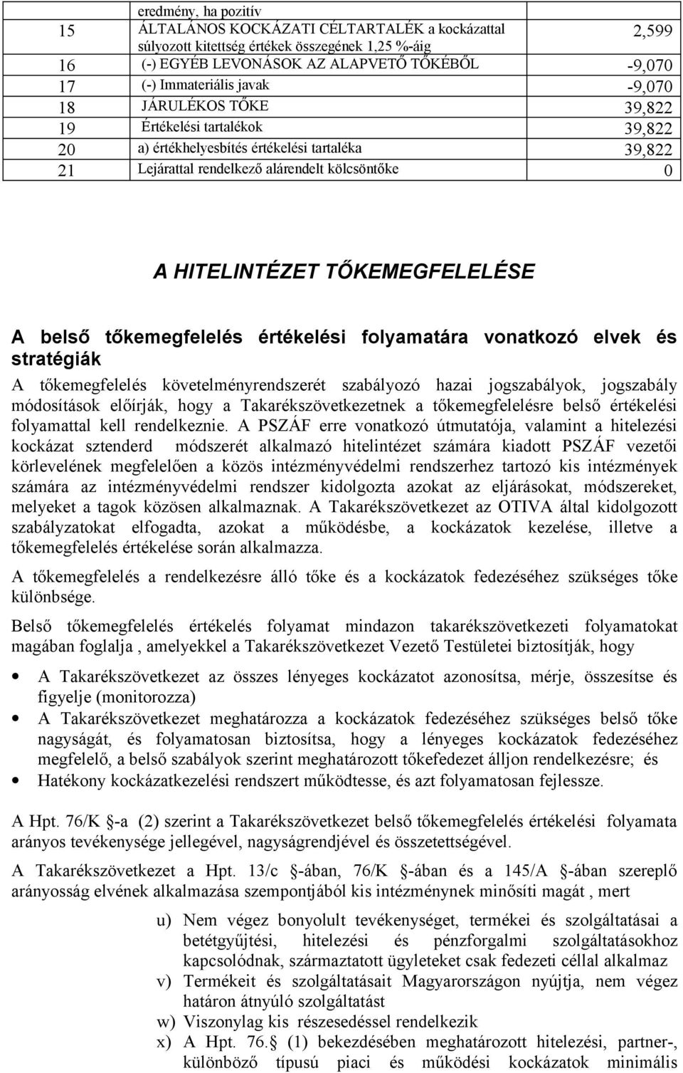 TŐKEMEGFELELÉSE A belső tőkemegfelelés értékelési folyamatára vonatkozó elvek és stratégiák A tőkemegfelelés követelményrendszerét szabályozó hazai jogszabályok, jogszabály módosítások előírják, hogy