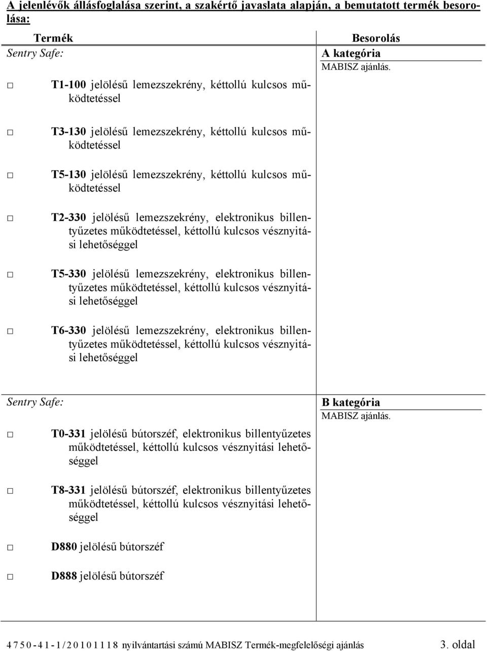 kulcsos vésznyitási lehetőséggel T5-330 jelölésű lemezszekrény, elektronikus billentyűzetes működtetéssel, kéttollú kulcsos vésznyitási lehetőséggel T6-330 jelölésű lemezszekrény, elektronikus