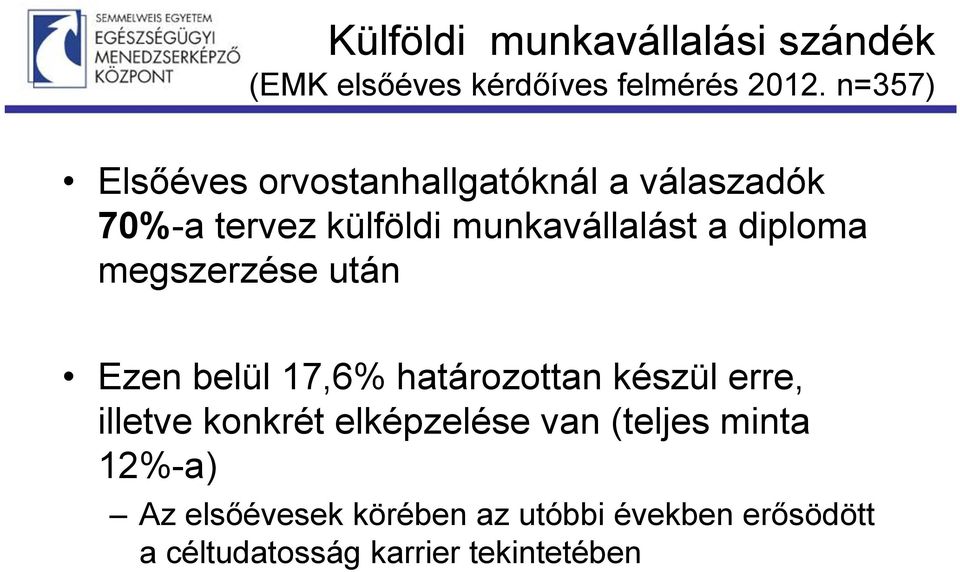 diploma megszerzése után Ezen belül 17,6% határozottan készül erre, illetve konkrét