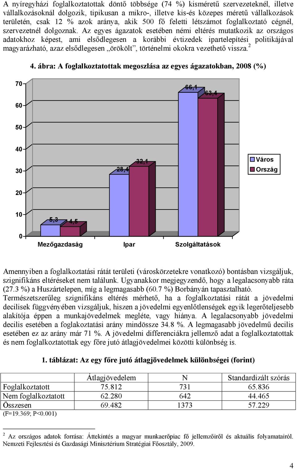 Az egyes ágazatok esetében némi eltérés mutatkozik az országos adatokhoz képest, ami elsődlegesen a korábbi évtizedek ipartelepítési politikájával magyarázható, azaz elsődlegesen örökölt, történelmi