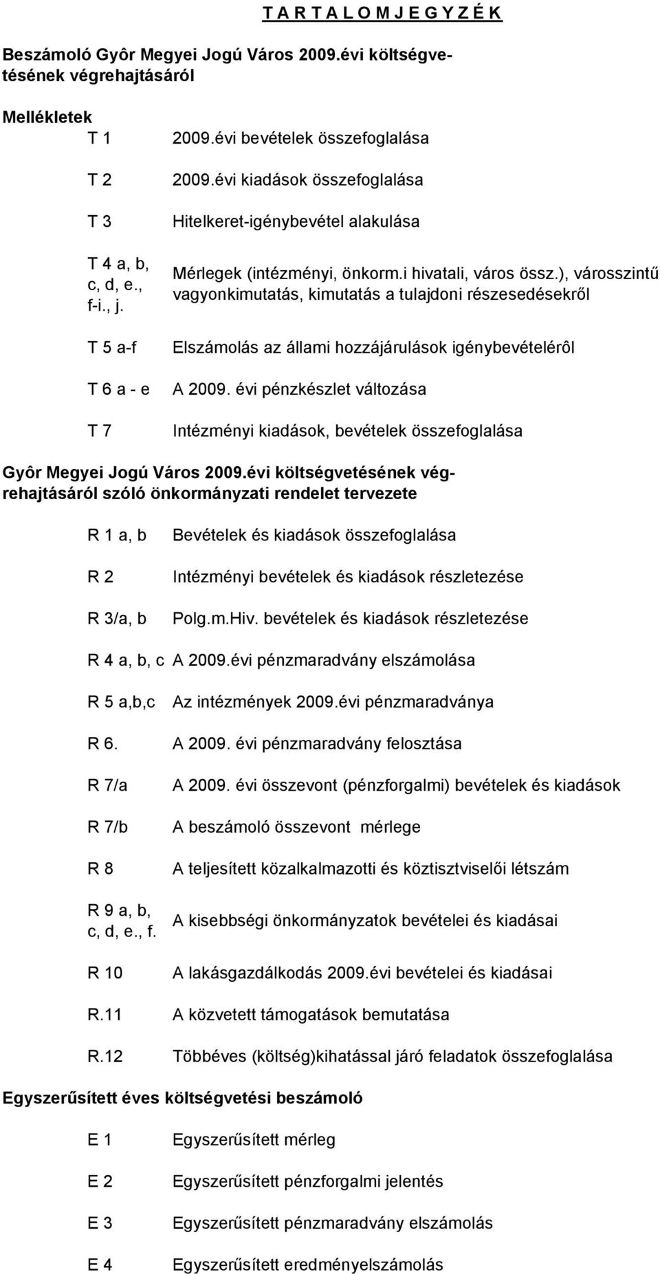 ), városszintű vagyonkimutatás, kimutatás a tulajdoni részesedésekről Elszámolás az állami hozzájárulások igénybevételérôl A 29.