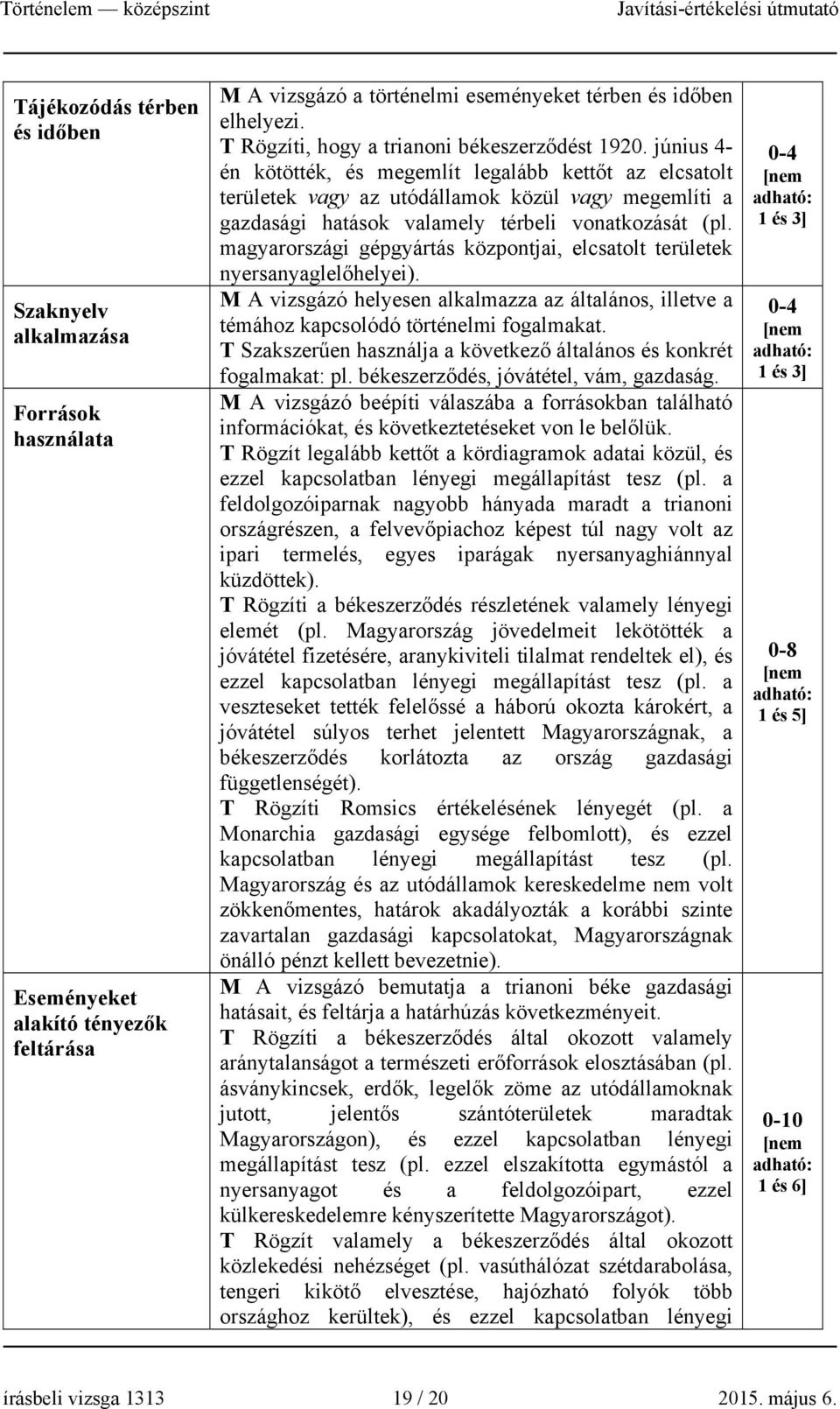 június 4- én kötötték, és megemlít legalább kettőt az elcsatolt területek vagy az utódállamok közül vagy megemlíti a gazdasági hatások valamely térbeli vonatkozását (pl.