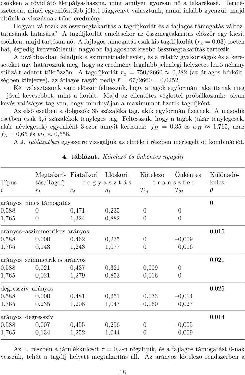 Hogyan változik az összmegtakarítás a tagdíjkorlát és a fajlagos támogatás változtatásának hatására? A tagdíjkorlát emelésekor az összmegtakarítás először egy kicsit csökken, majd tartósan nő.