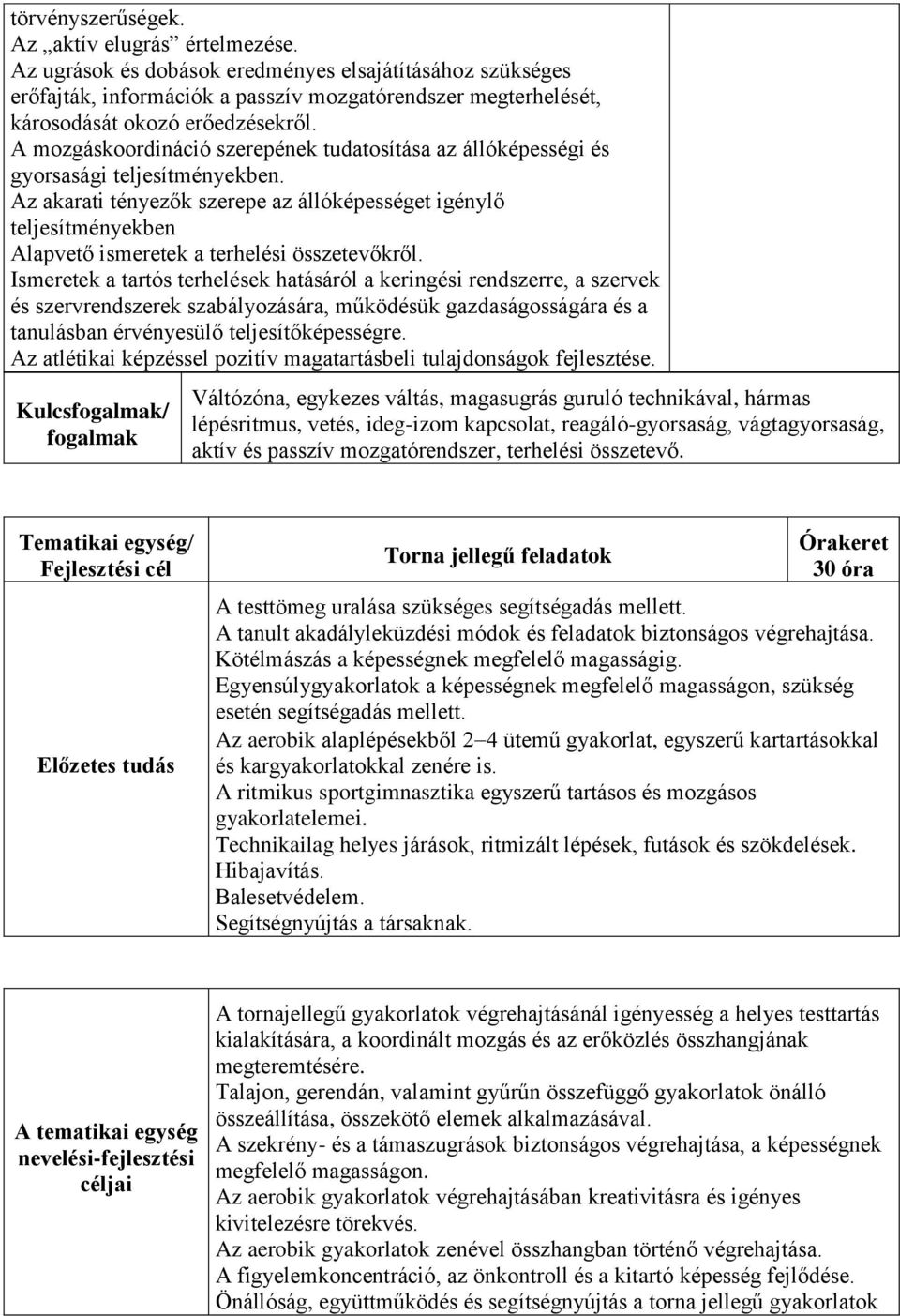 A mozgáskoordináció szerepének tudatosítása az állóképességi és gyorsasági teljesítményekben.