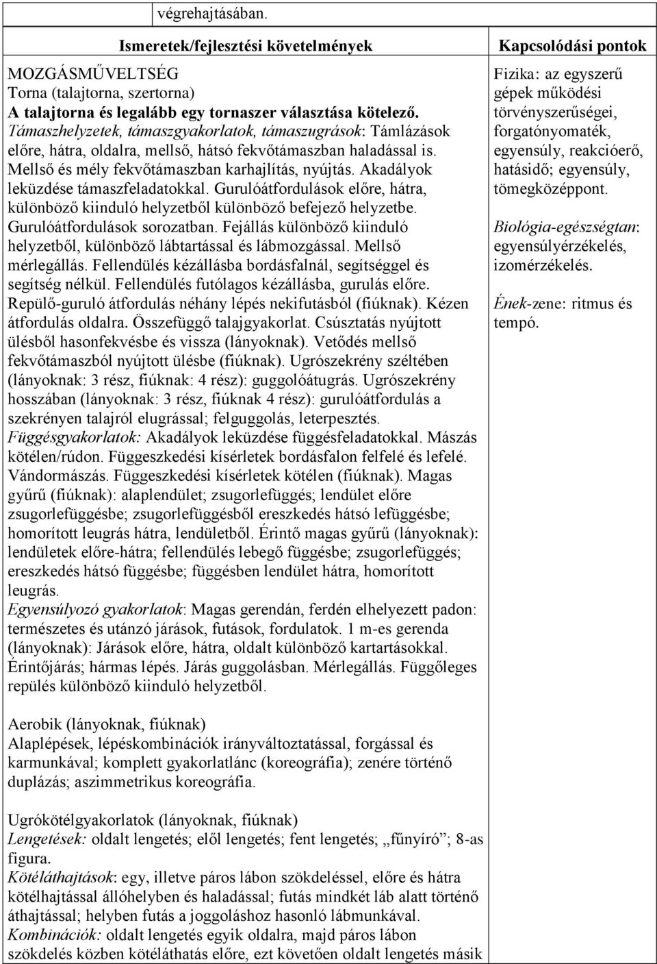 Akadályok leküzdése támaszfeladatokkal. Gurulóátfordulások előre, hátra, különböző kiinduló helyzetből különböző befejező helyzetbe. Gurulóátfordulások sorozatban.