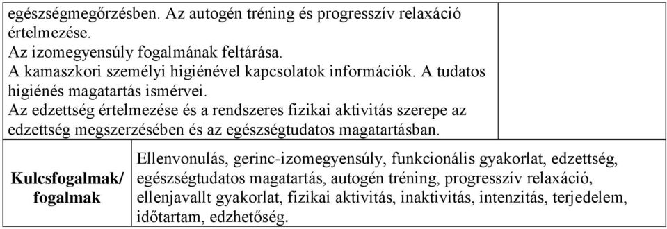 Az edzettség értelmezése és a rendszeres fizikai aktivitás szerepe az edzettség megszerzésében és az egészségtudatos magatartásban.