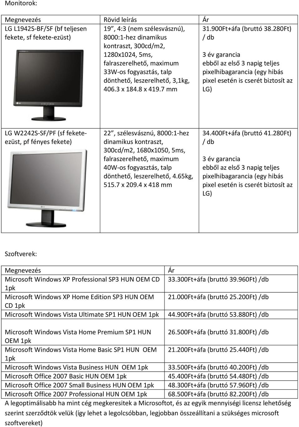 280Ft) / db 3 év garancia ebből az első 3 napig teljes pixelhibagarancia (egy hibás pixel esetén is cserét biztosít az LG) LG W2242S-SF/PF (sf feketeezüst, pf fényes fekete) 22, szélesvásznú,
