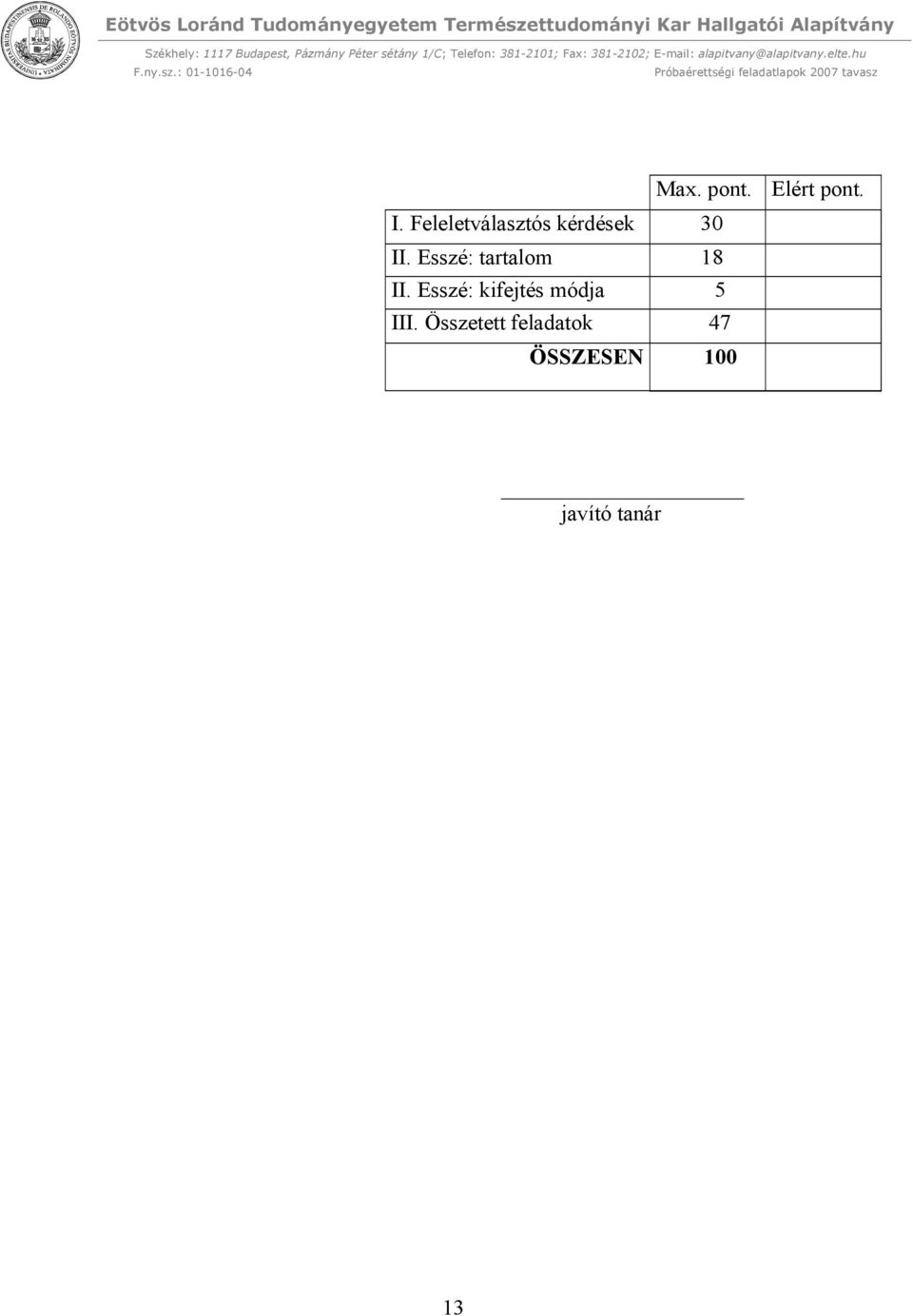 Esszé: tartalom 18 II.