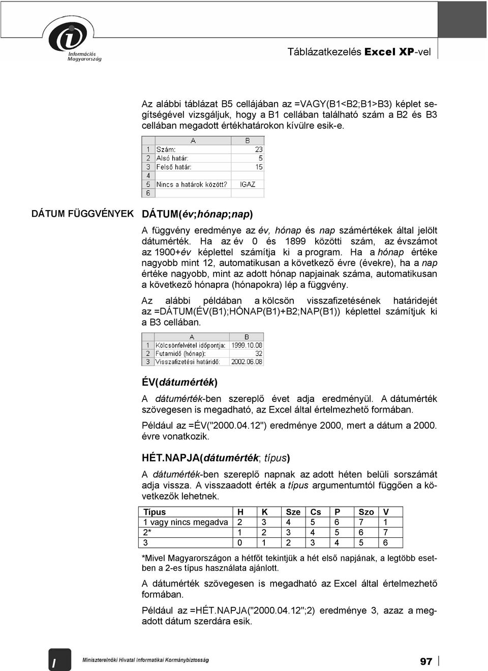 AZ EXCEL FÜGGVÉNYEI. Táblázatkezelés Excel XP-vel. ÁTLAG(tartomány)  DARAB(tartomány) - PDF Ingyenes letöltés