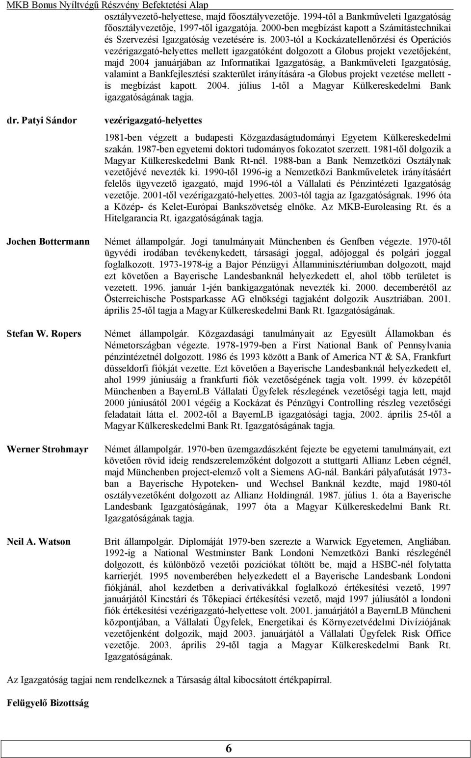 2003-tól a Kockázatellenőrzési és Operációs vezérigazgató-helyettes mellett igazgatóként dolgozott a Globus projekt vezetőjeként, majd 2004 januárjában az Informatikai Igazgatóság, a Bankműveleti
