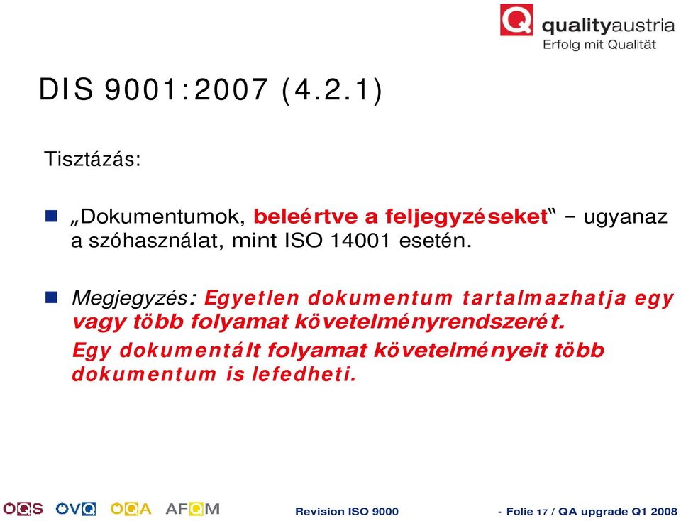 1) Tisztázás: Dokumentumok, beleértve a feljegyzéseket a szóhasználat, mint ISO 14001