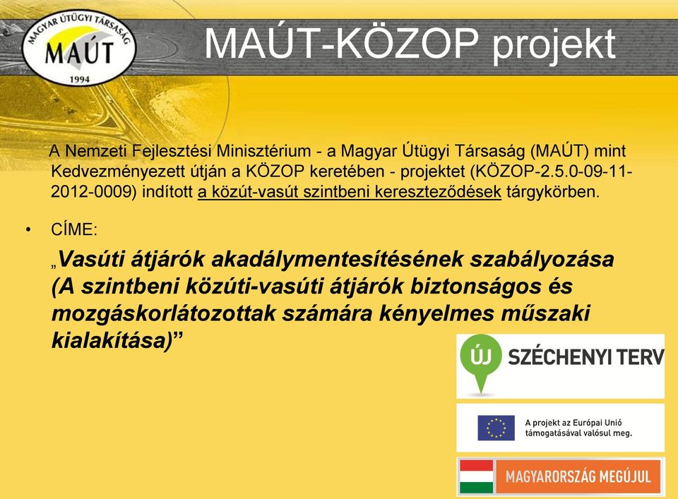 0-09-11-2012-0009) indított a közút-vasút szintbeni kereszteződések tárgykörben.