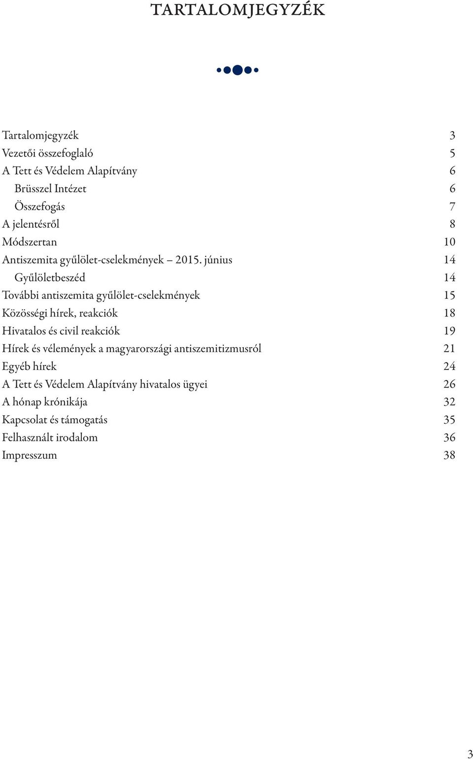 június 14 Gyűlöletbeszéd 14 További antiszemita gyűlölet-cselekmények 15 Közösségi hírek, reakciók 18 Hivatalos és civil reakciók 19