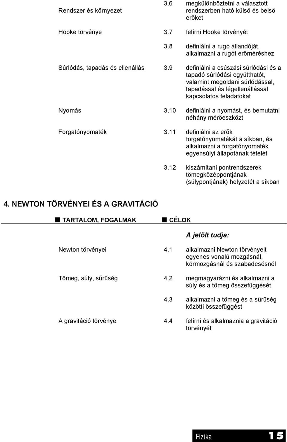 9 definiálni a csúszási súrlódási és a tapadó súrlódási együtthatót, valamint megoldani súrlódással, tapadással és légellenállással kapcsolatos feladatokat Nyomás 3.