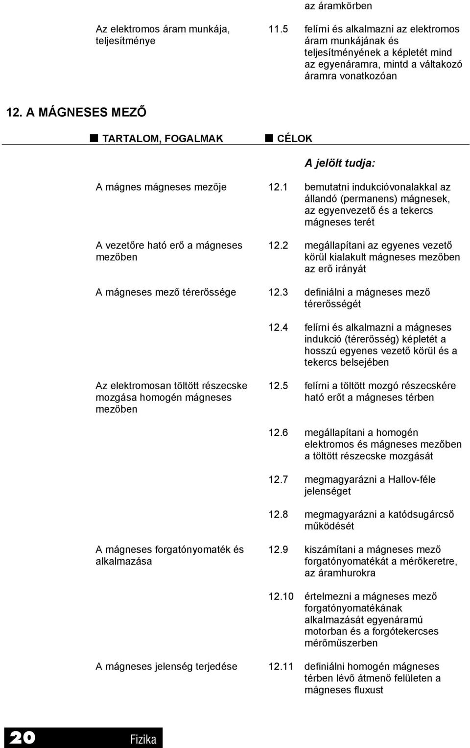 A MÁGNESES MEZŐ TARTALOM, FOGALMAK CÉLOK A jelölt tudja: A mágnes mágneses mezője 1.