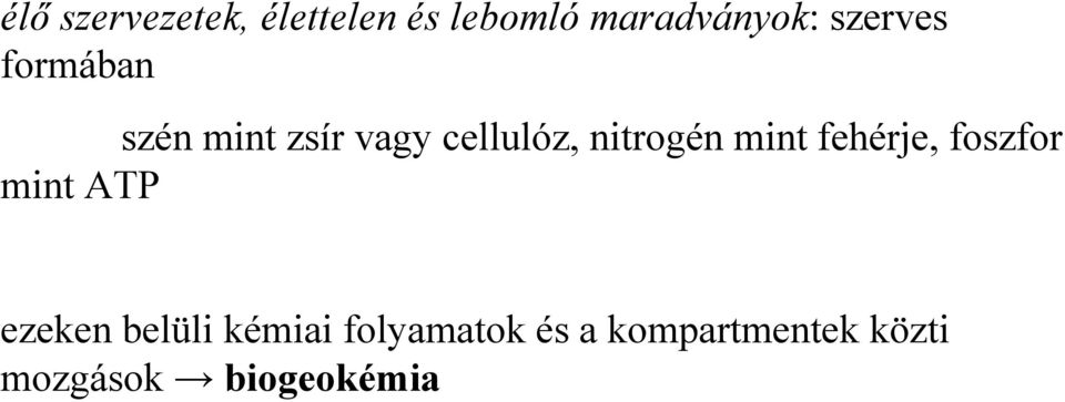 nitrogén mint fehérje, foszfor mint ATP ezeken belüli