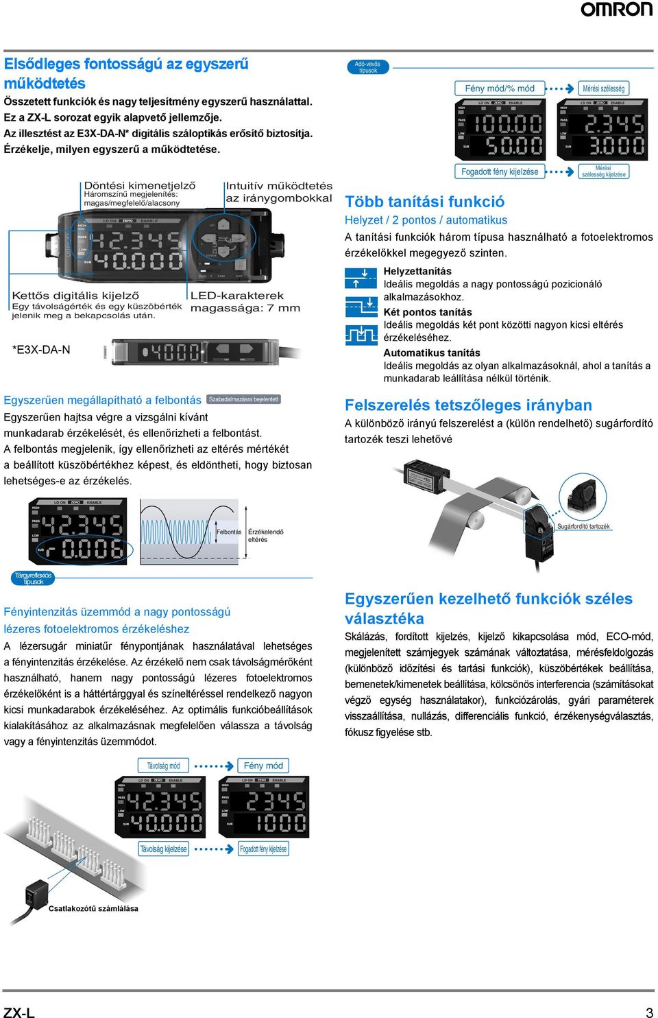 Érzékelje, milyen egyszerű a működtetése. Kettős digitális kijelző Egy távolságérték és egy küszöbérték jelenik meg a bekapcsolás után.