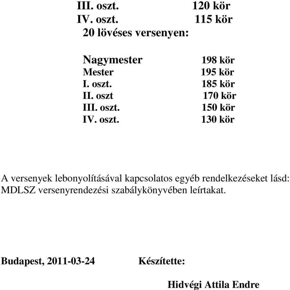 170 kör III. oszt.