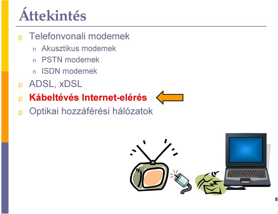 modemek ADSL, xdsl Kábeltévés