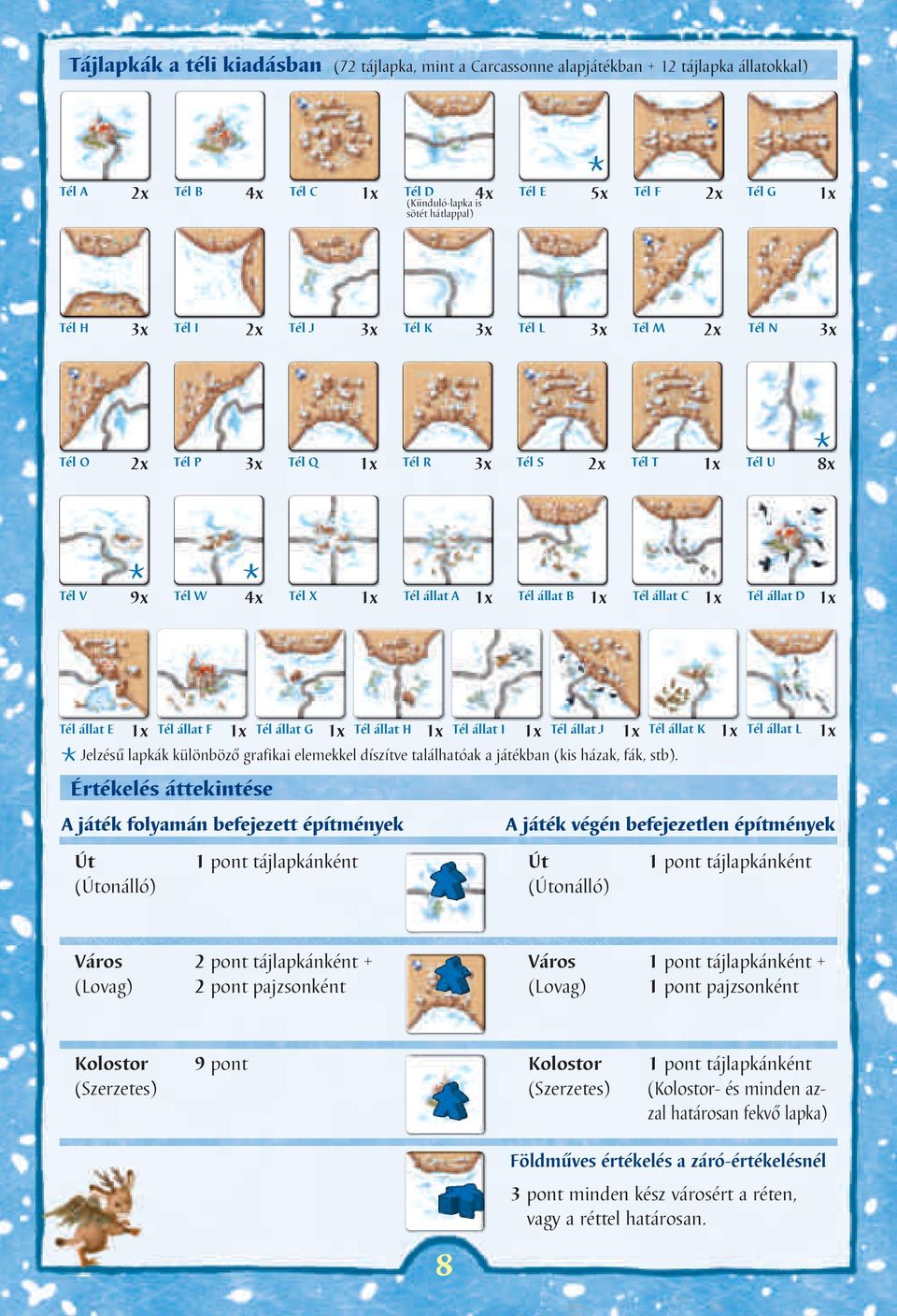 C 1x Tél állat D 1x Tél állat E 1x Tél állat F 1x Tél állat G 1x Tél állat H 1x Tél állat I 1x Tél állat J 1x Tél állat K 1x Tél állat L 1x * Jelzésű lapkák különböző grafikai elemekkel díszítve