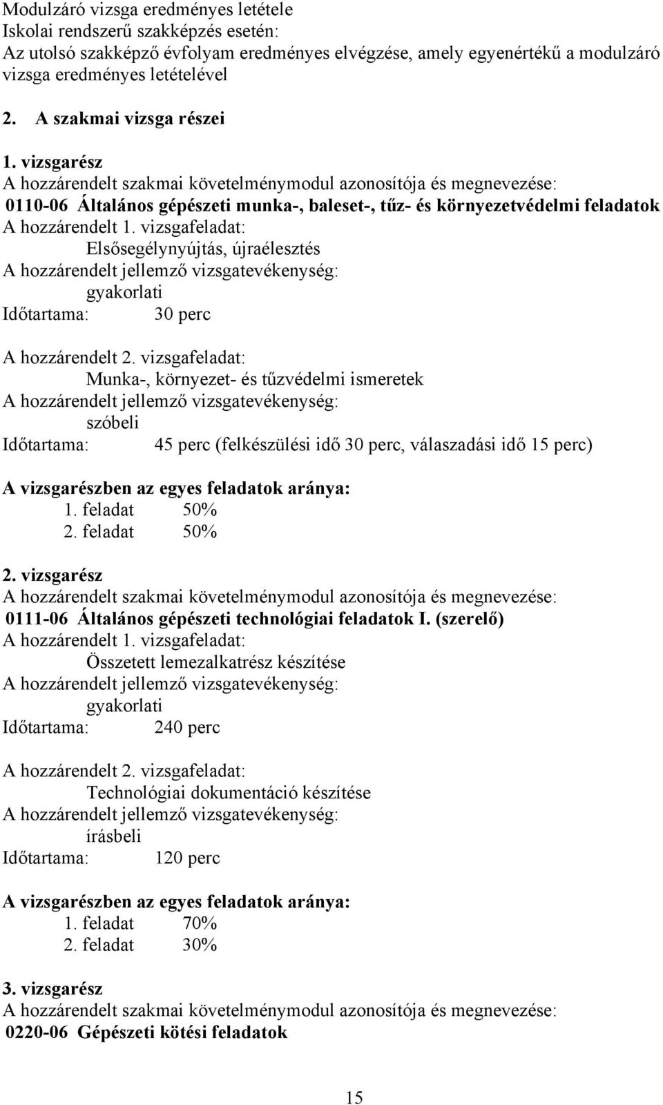 vizsgafeladat: Elsősegélynyújtás, újraélesztés hozzárendelt jellemző vizsgatevékenység: gyakorlati Időtartama: 30 perc hozzárendelt 2.