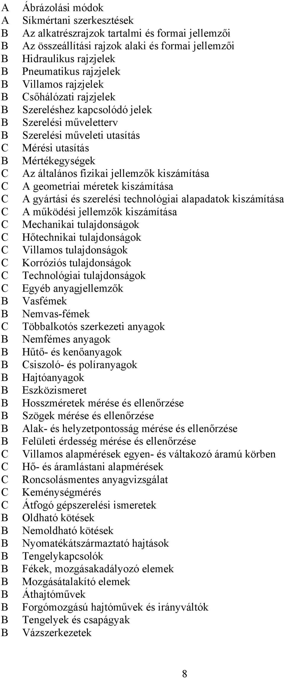 méretek kiszámítása gyártási és szerelési technológiai alapadatok kiszámítása működési jellemzők kiszámítása Mechanikai tulajdonságok Hőtechnikai tulajdonságok Villamos tulajdonságok Korróziós