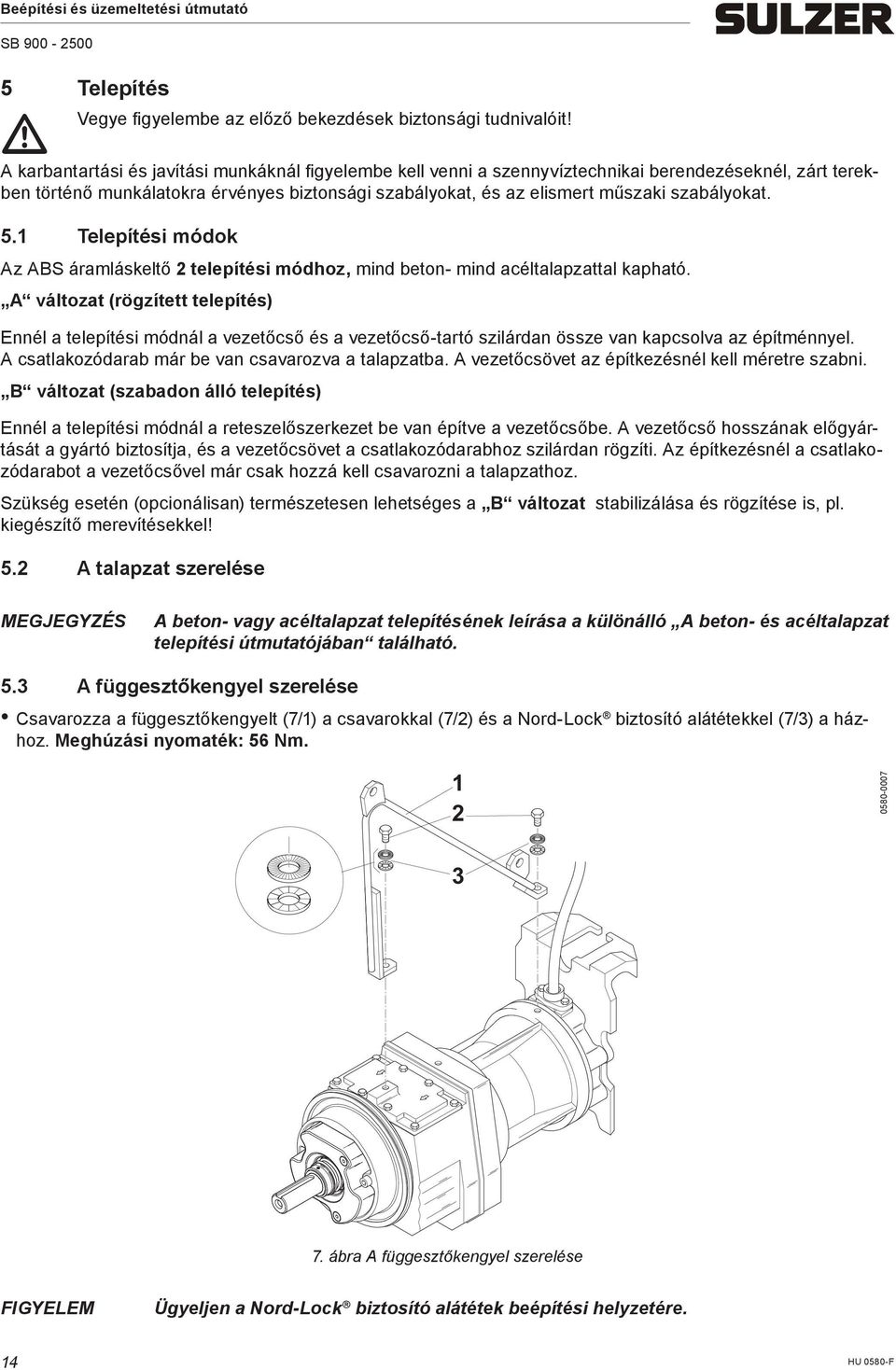 szabályokat. 5.1 Telepítési módok Az ABS áramláskeltő 2 telepítési módhoz, mind beton- mind acéltalapzattal kapható.