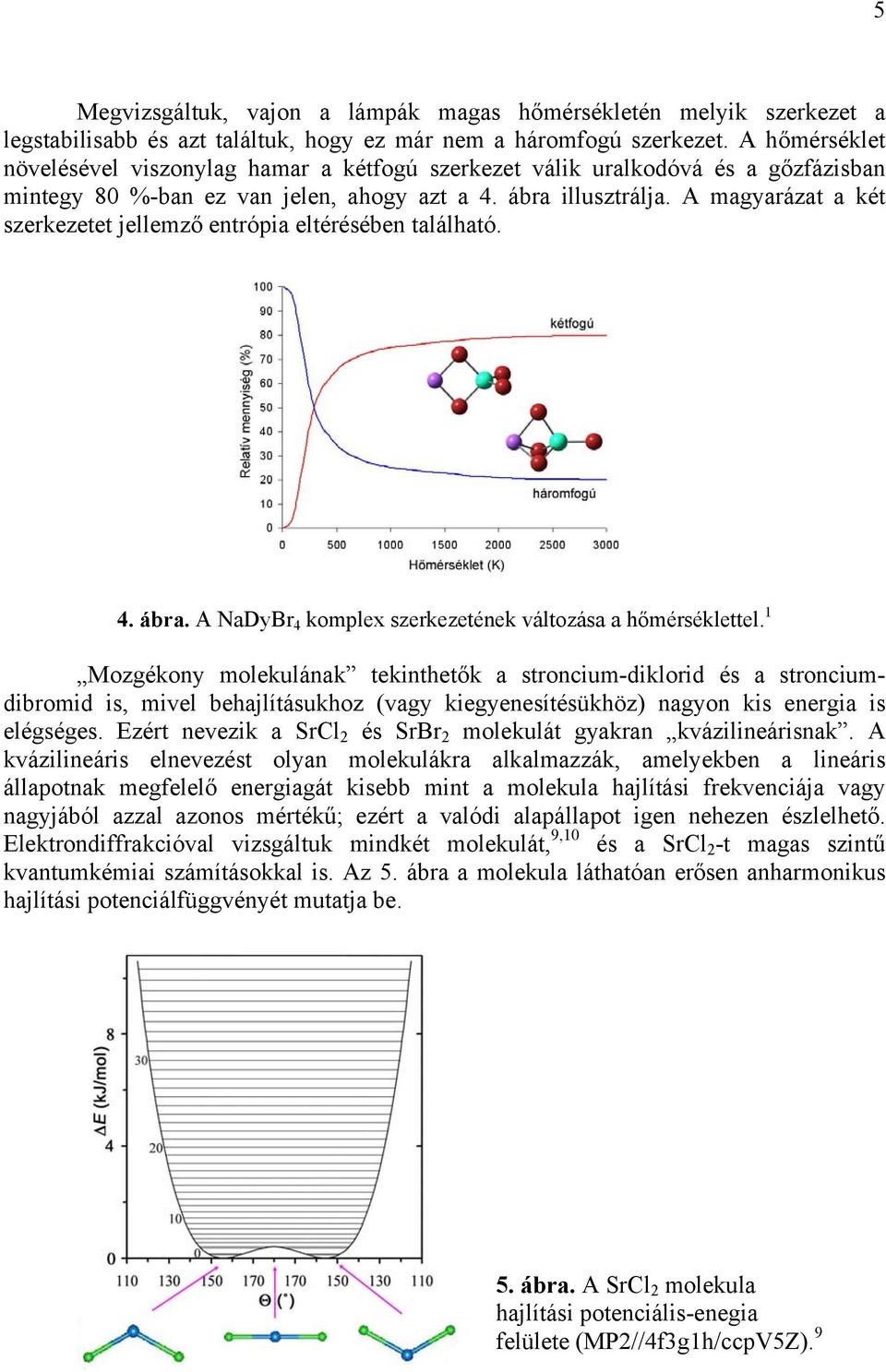 A magyarázat a két szerkezetet jellemző entrópia eltérésében található. 4. ábra. A NaDyBr 4 komplex szerkezetének változása a hőmérséklettel.