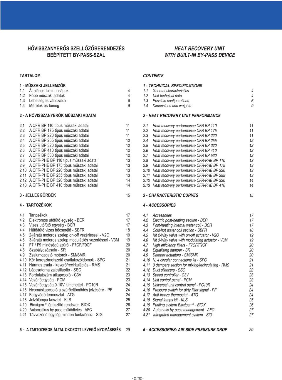 3 A CFR BP 220 típus műszaki adatai 11 2.4 A CFR BP 255 típus műszaki adatai 12 2.5 A CFR BP 320 típus műszaki adatai 12 2.6 A CFR BP 410 típus műszaki adatai 12 2.
