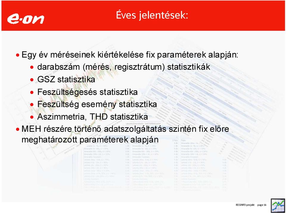 statisztika Feszültség esemény statisztika Aszimmetria, THD statisztika MEH