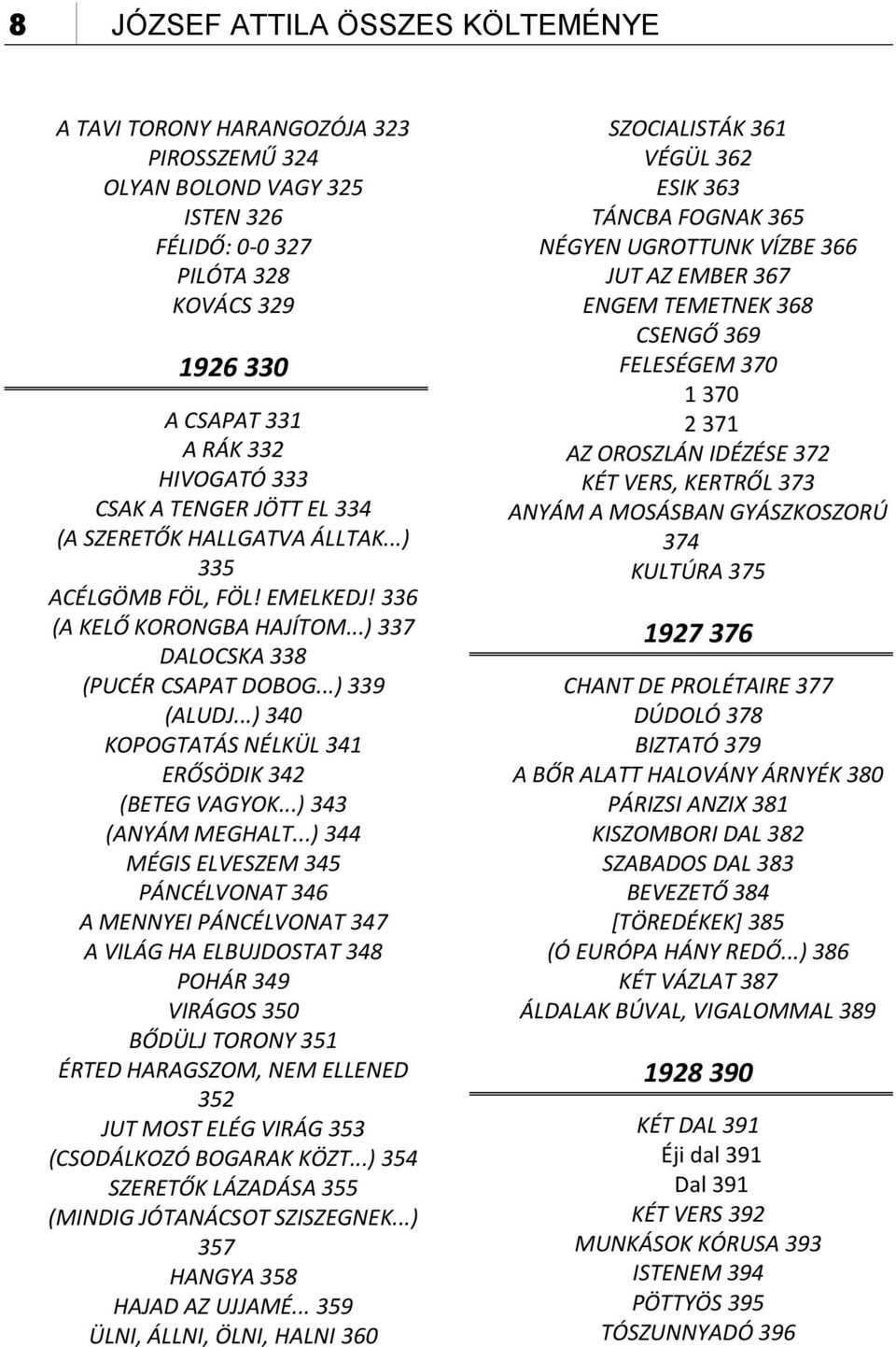 ..) 340 KOPOGTATÁS NÉLKÜL 341 ERŐSÖDIK 342 (BETEG VAGYOK...) 343 (ANYÁM MEGHALT.