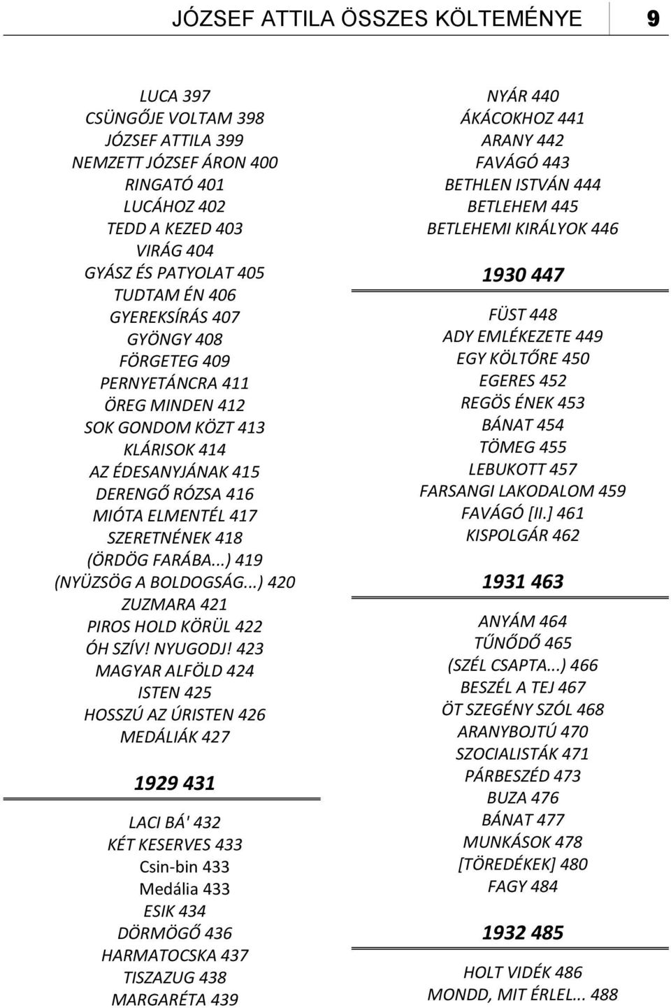 ..) 419 (NYÜZSÖG A BOLDOGSÁG...) 420 ZUZMARA 421 PIROS HOLD KÖRÜL 422 ÓH SZÍV! NYUGODJ!