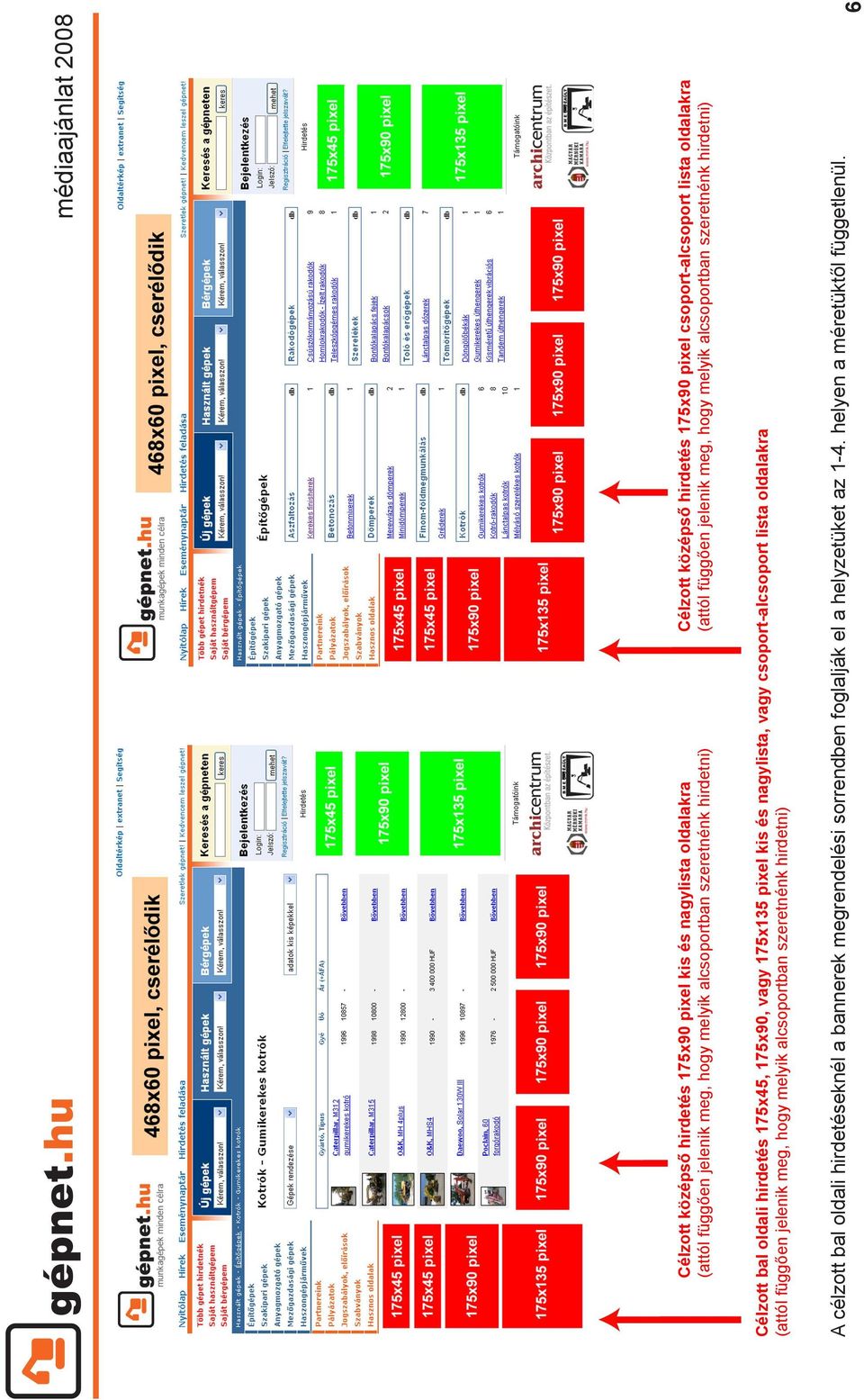 hirdetés 175x45, 175x90, vagy 175x135 pixel kis és nagylista, vagy csoport-alcsoport lista oldalakra (attól függően jelenik meg, hogy melyik alcsoportban