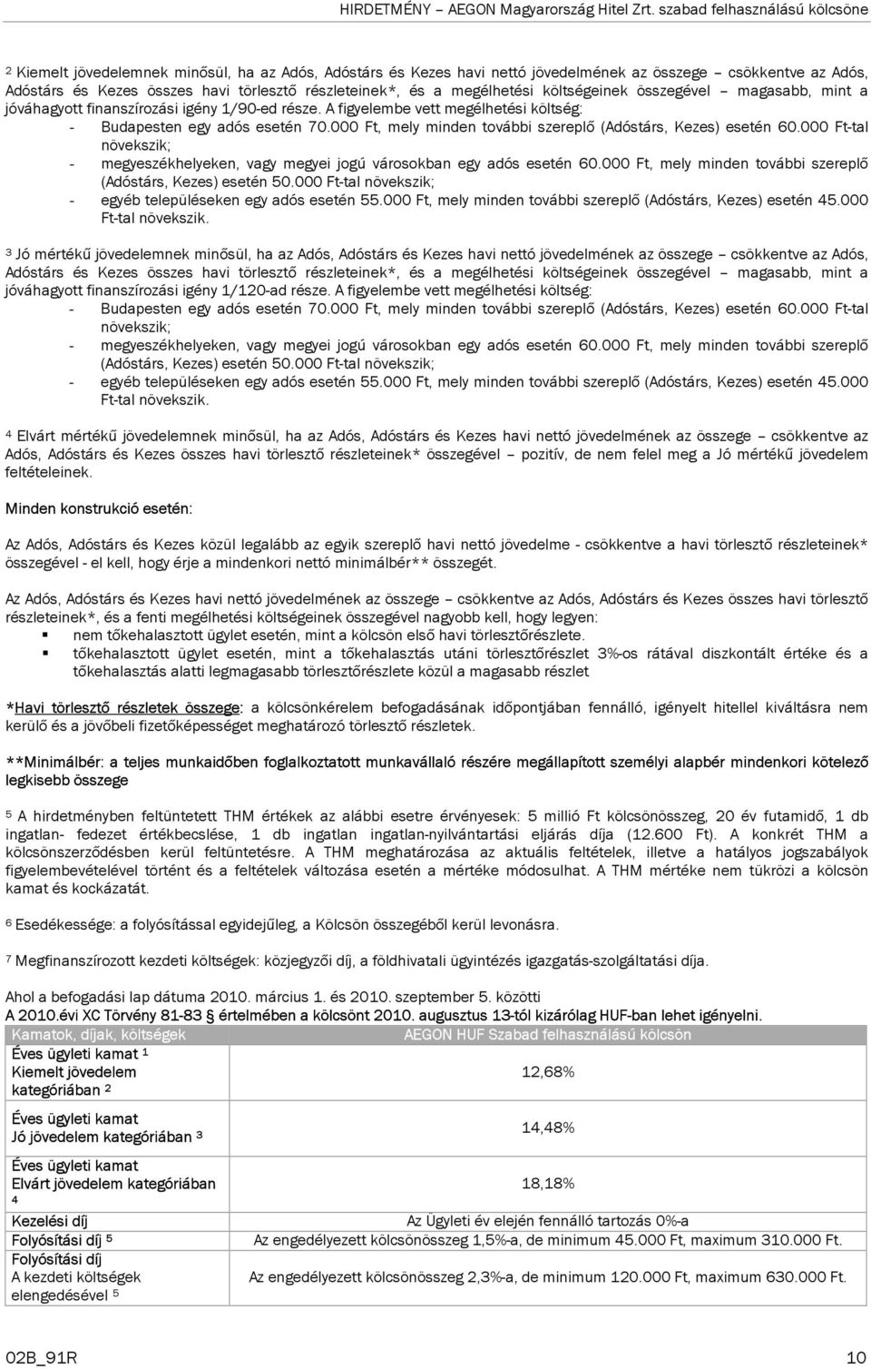 A figyelembe vett megélhetési költség: - Budapesten egy adós esetén 70.000 Ft, mely minden további szereplő (Adóstárs, Kezes) esetén 60.