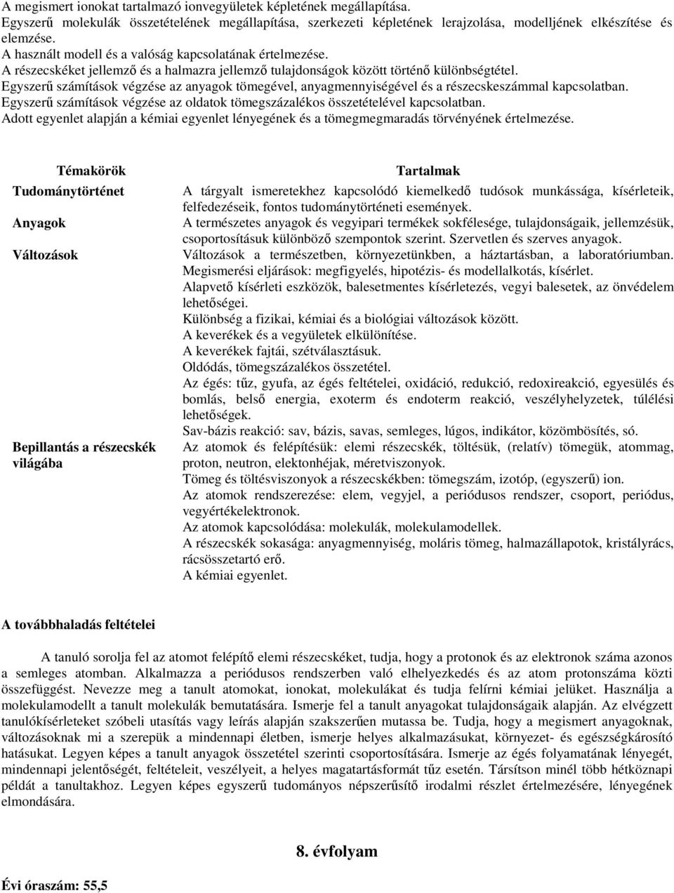 Egyszerű számítások végzése az anyagok tömegével, anyagmennyiségével és a részecskeszámmal kapcsolatban. Egyszerű számítások végzése az oldatok tömegszázalékos összetételével kapcsolatban.