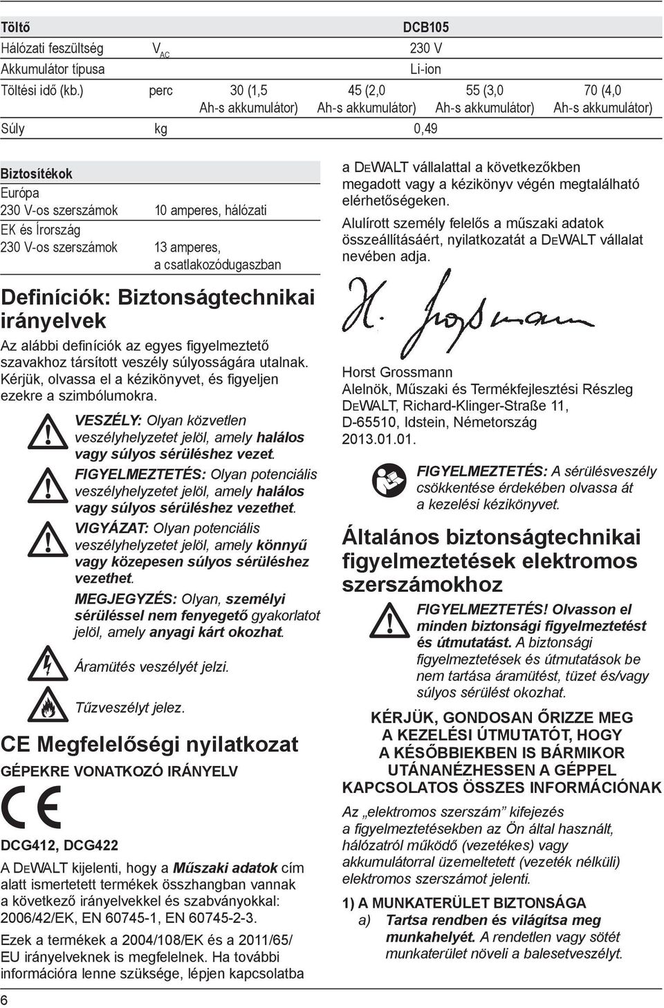 H. Fordítás az eredeti kezelési utasítás alapjan készült DCG412 DCG422 -  PDF Ingyenes letöltés