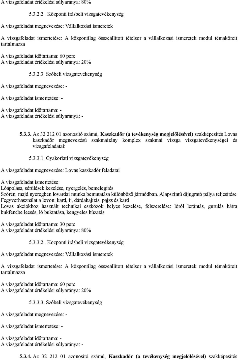 tartalmazza vizsgafeladat időtartama: 60 perc vizsgafeladat értékelési súlyaránya: 20% 5.3.