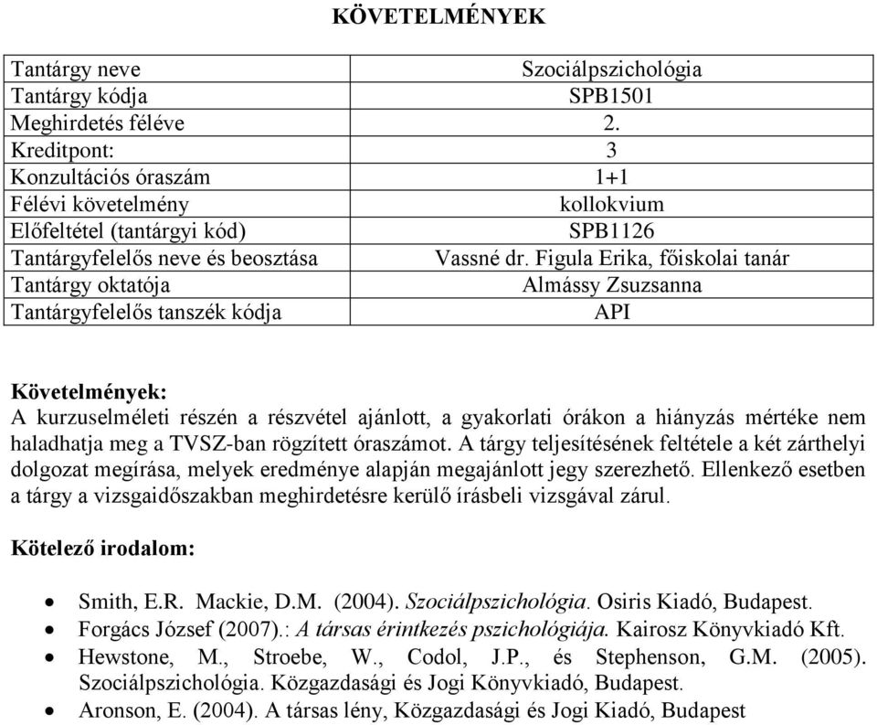 A tárgy teljesítésének feltétele a két zárthelyi dolgozat megírása, melyek eredménye alapján megajánlott jegy szerezhető.
