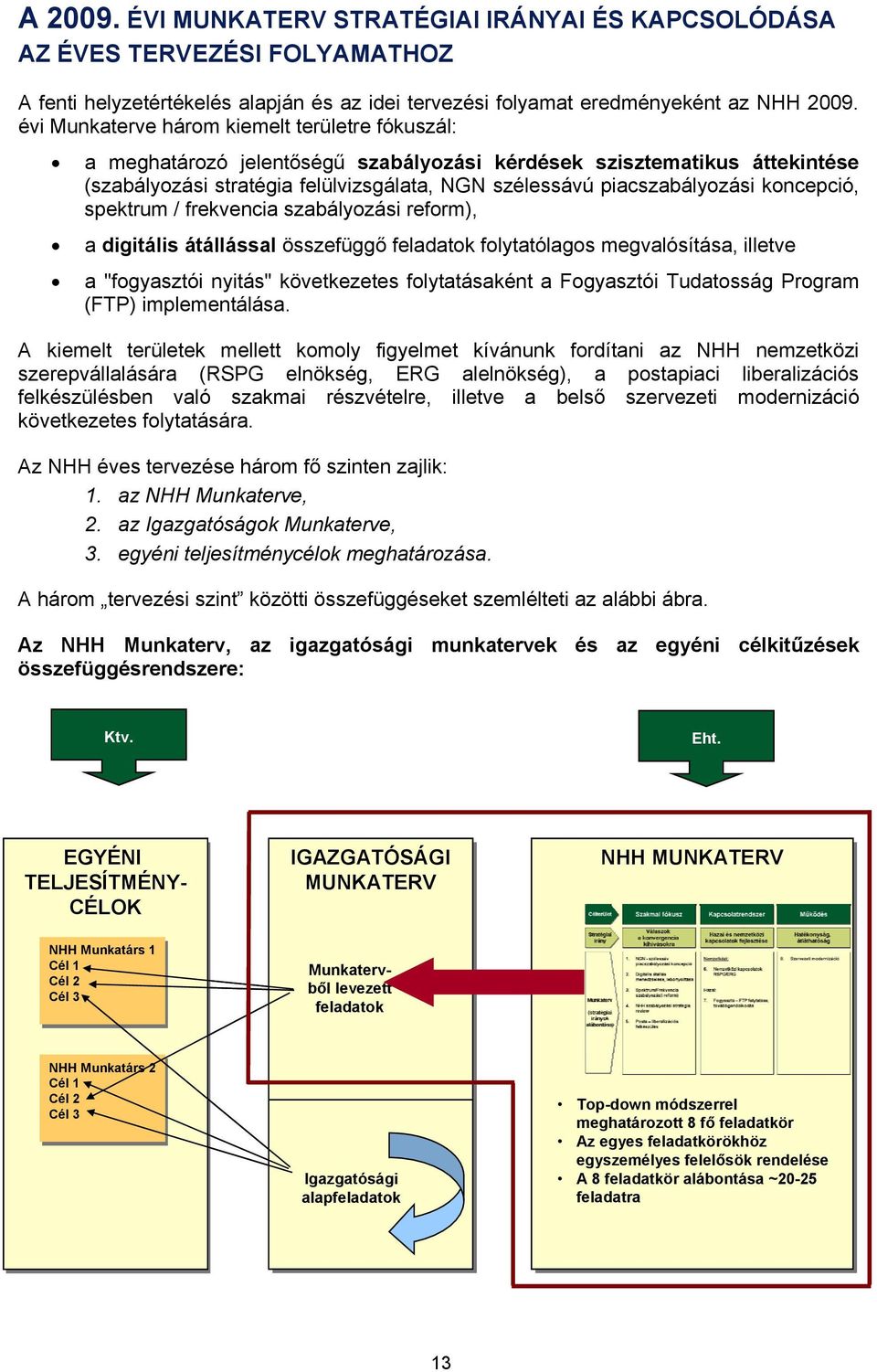 koncepció, spektrum / frekvencia szabályozási reform), a digitális átállással összefüggő feladatok folytatólagos megvalósítása, illetve a "fogyasztói nyitás" következetes folytatásaként a Fogyasztói