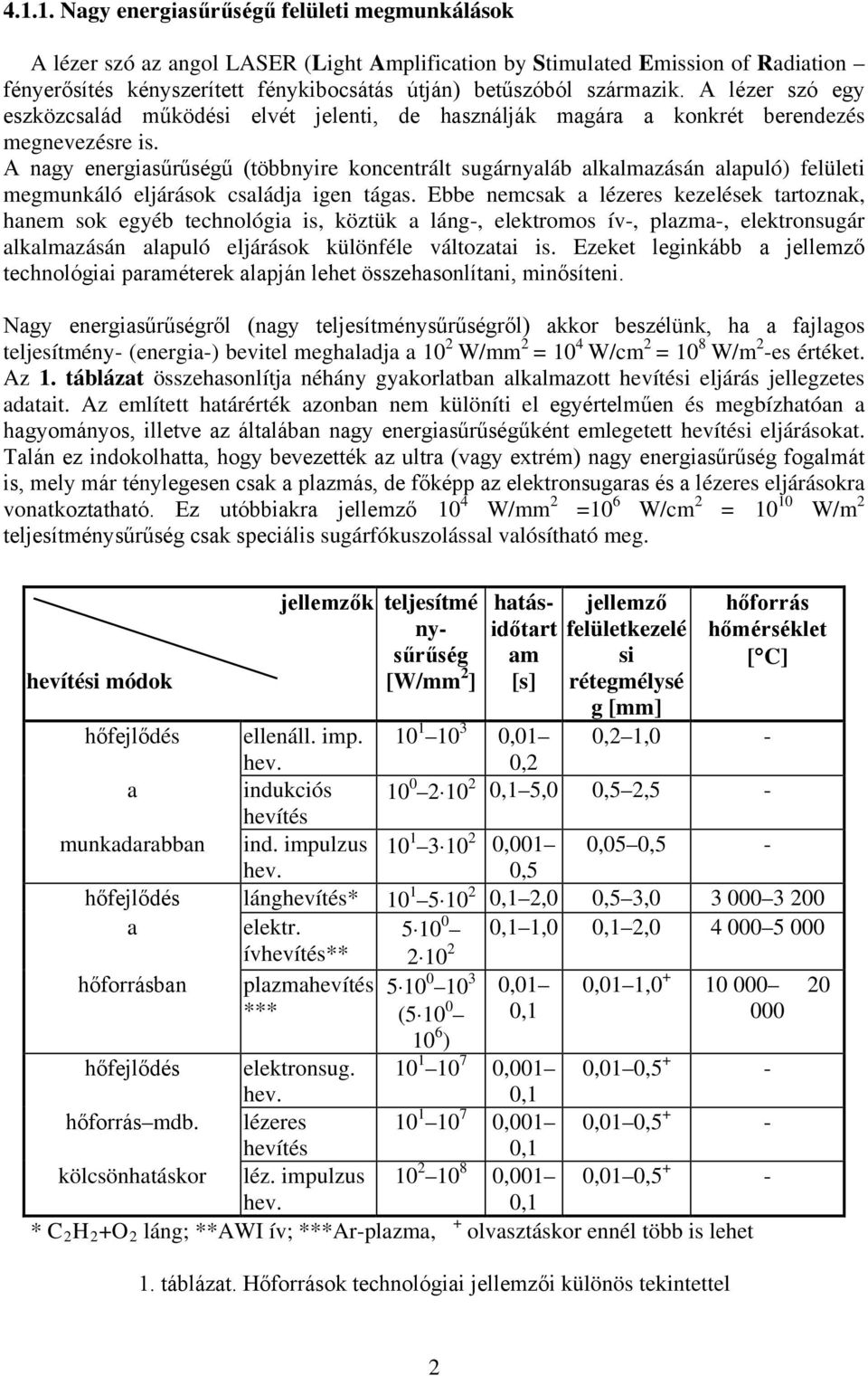 A nagy energiasűrűségű (többnyire koncentrált sugárnyaláb alkalmazásán alapuló) felületi megmunkáló eljárások családja igen tágas.