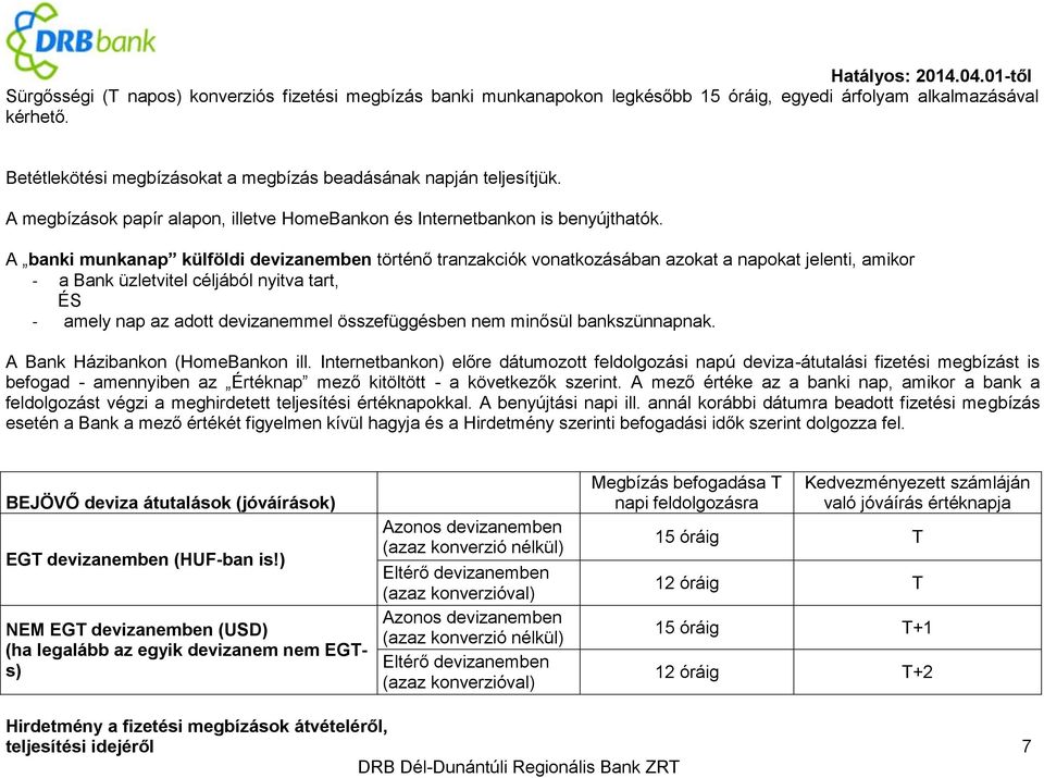 A banki munkanap külföldi devizanemben történő tranzakciók vonatkozásában azokat a napokat jelenti, amikor - a Bank üzletvitel céljából nyitva tart, ÉS - amely nap az adott devizanemmel