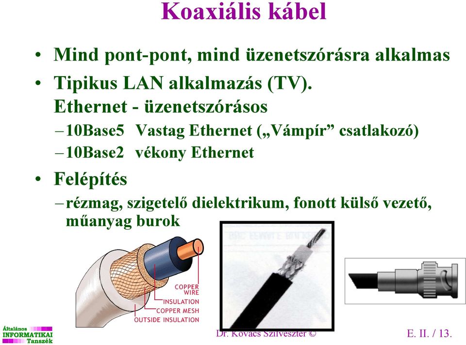 Ethernet - üzenetszórásos 10Base5 Vastag Ethernet ( Vámpír csatlakozó)