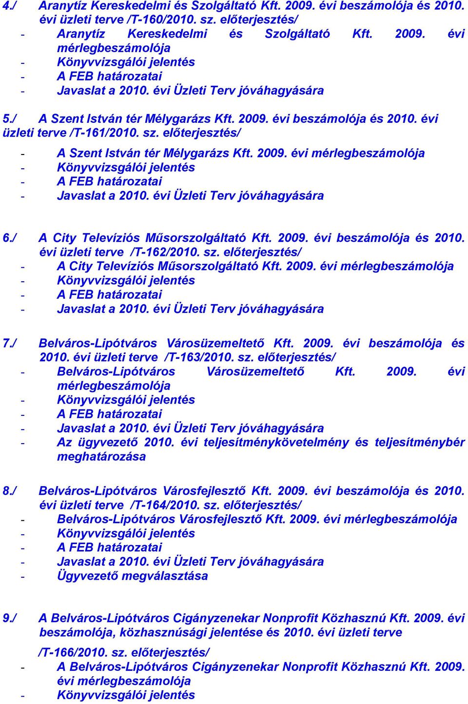 / A City Televíziós Műsorszolgáltató Kft. 2009. évi beszámolója és 2010. évi üzleti terve /T-162/2010. sz. előterjesztés/ - A City Televíziós Műsorszolgáltató Kft. 2009. évi 7.