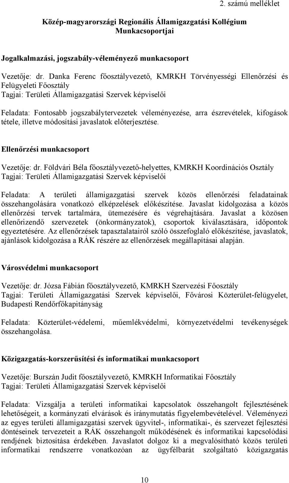 észrevételek, kifogások tétele, illetve módosítási javaslatok előterjesztése. Ellenőrzési munkacsoport Vezetője: dr.