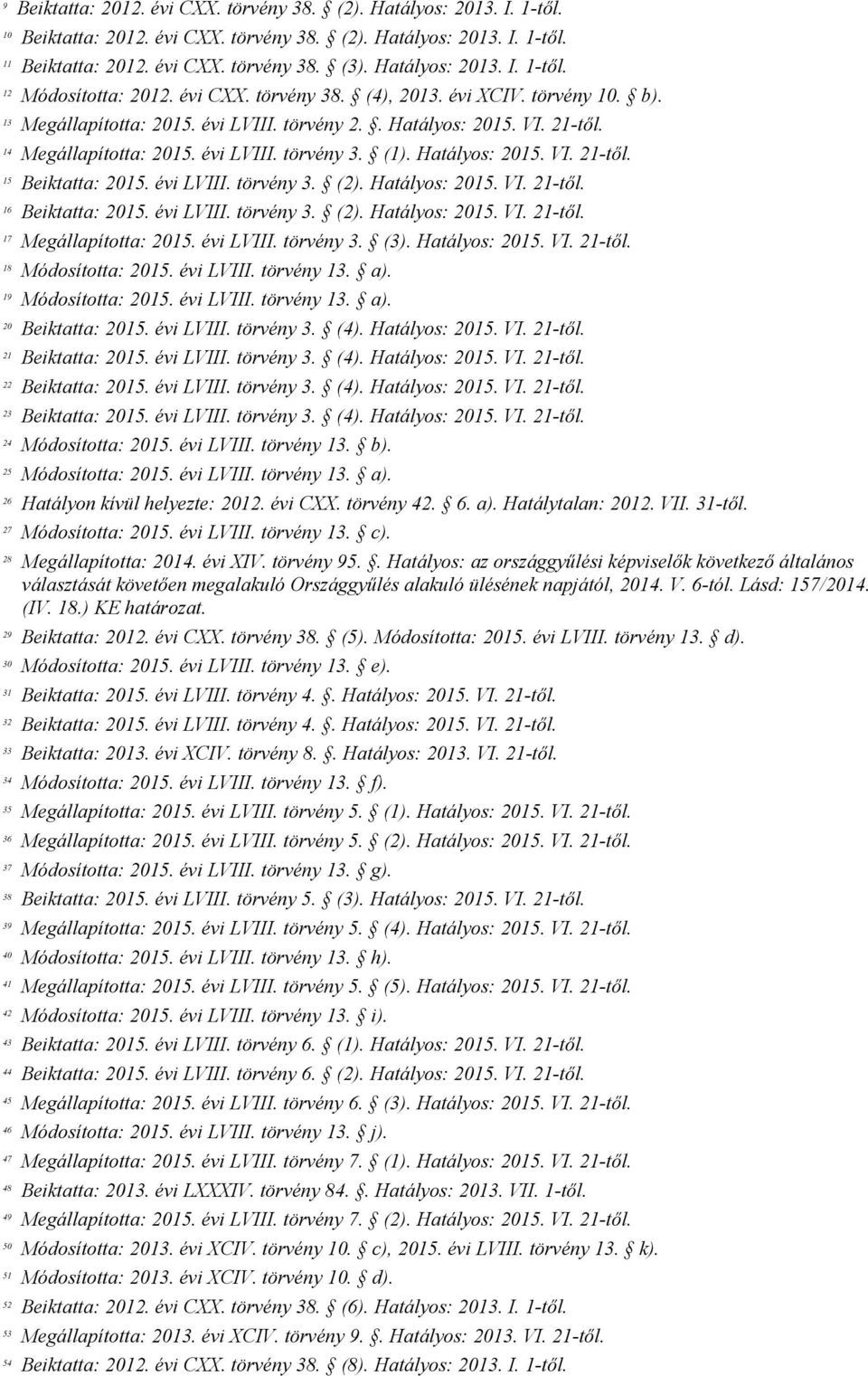 évi XCIV. törvény 10. b). Megállapította: 2015. évi LVIII. törvény 2.. Hatályos: 2015. VI. 21-től. Megállapította: 2015. évi LVIII. törvény 3. (1). Hatályos: 2015. VI. 21-től. Beiktatta: 2015.