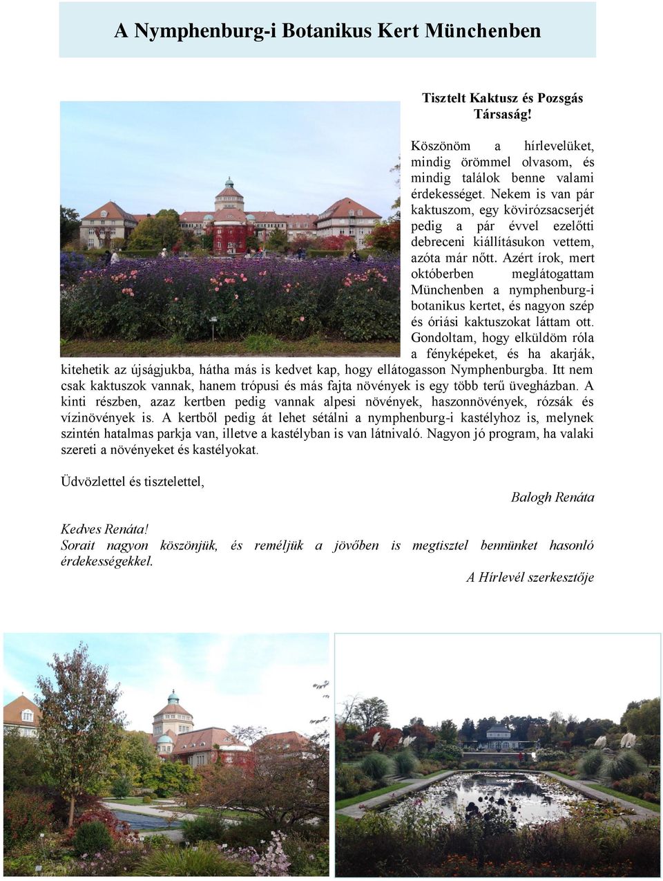 Azért írok, mert októberben meglátogattam Münchenben a nymphenburg-i botanikus kertet, és nagyon szép és óriási kaktuszokat láttam ott.
