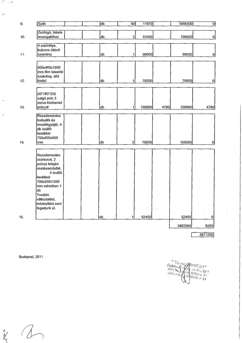 50*180*250 salgó polc 3 soros közbenső polccal db 1 158960 4780 158960 4780 Rozsdamentes hulladék és moslékgyüjtö, 4 db önálló kerékkel 750x600x900 mm db